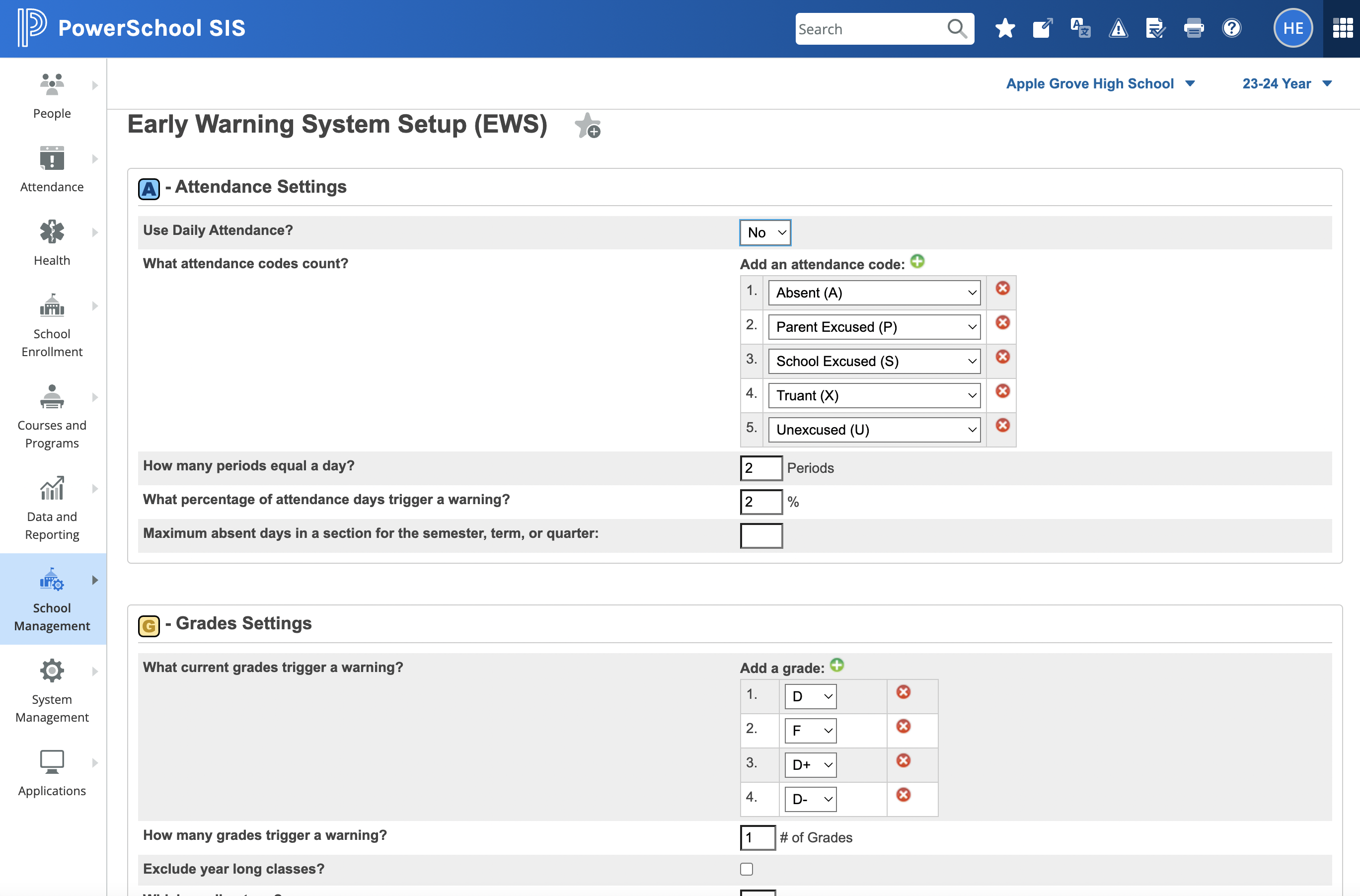 Early Warning System (EWS) PowerSchool Marketplace